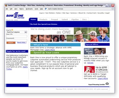 One of over a dozen Private Labeled versions of the WMC Direct website. This one was for BankOne.